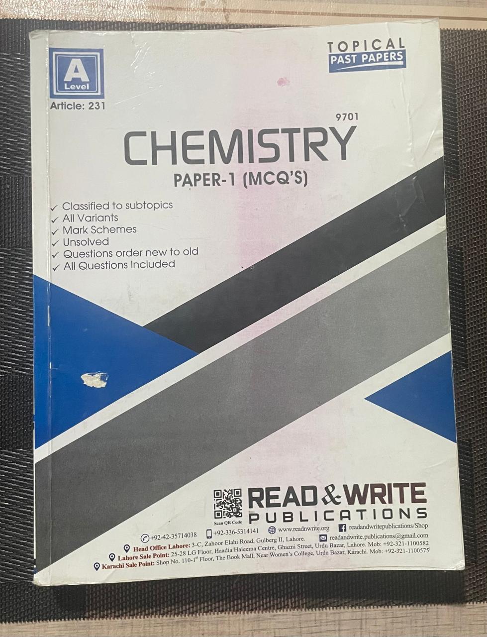 9701 chemistry paper 1 mcq's read and write topical past papers